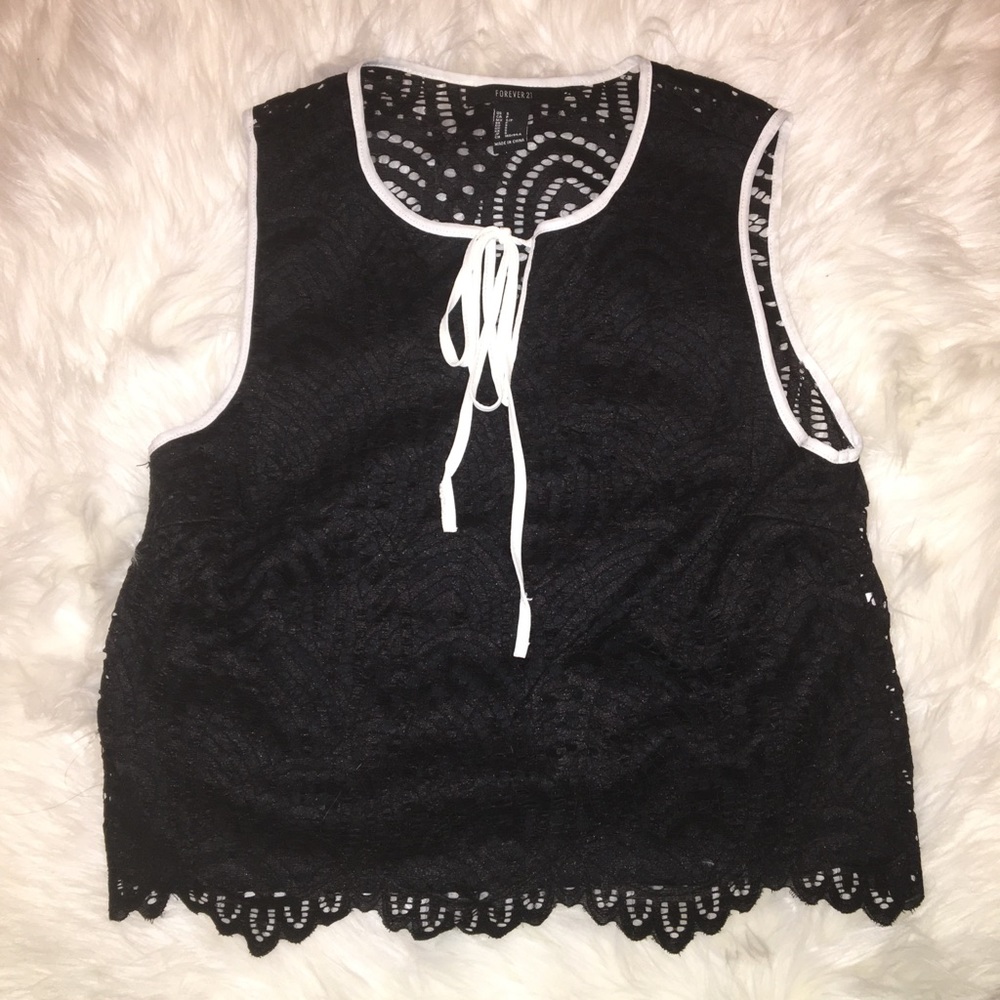 Forever 21 Black Lace Sleeveless Top, S